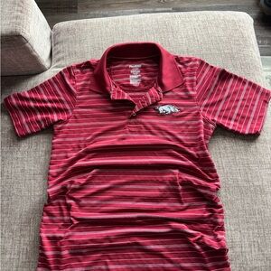 Pro Edge Red and White Striped Polo Shirt